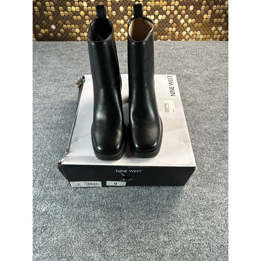 New Women's Black Chelsea Ankle Boots Block Heel Size 6.5 Medium - Picture 10 of 11